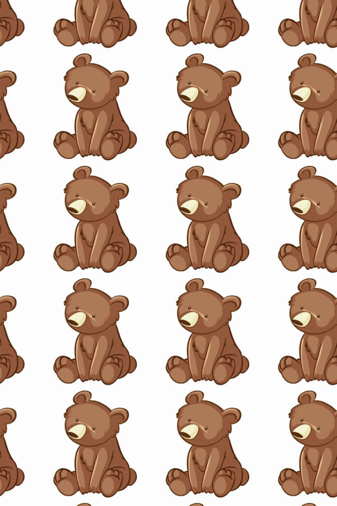 Pattern repeat of Bear animal removable wallpaper design
