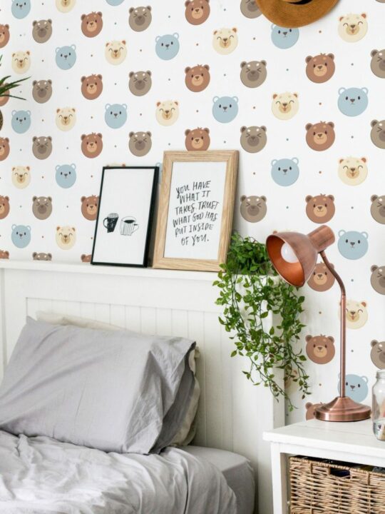 Cute bear self adhesive wallpaper