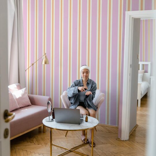 Hot Pink Stripes Fabric, Wallpaper and Home Decor