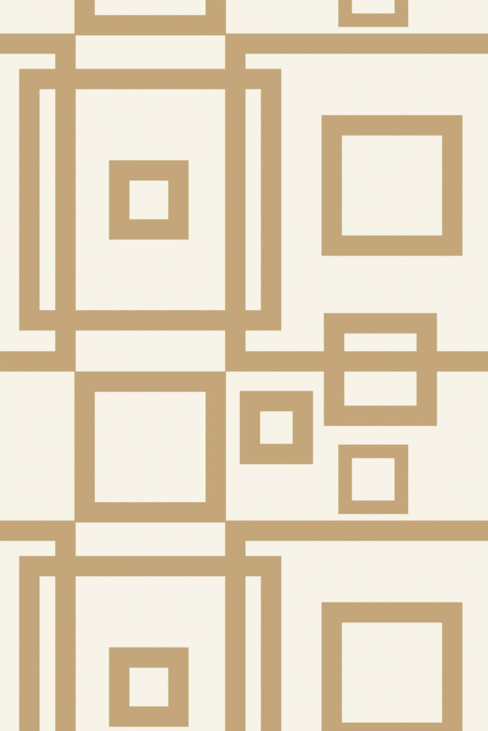 Pattern repeat of Beige abstract square removable wallpaper design