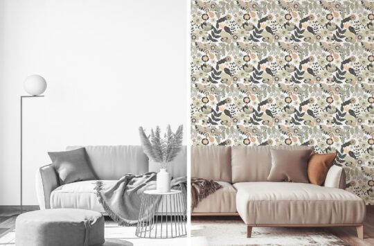 beige and gray stick and peel wallpaper