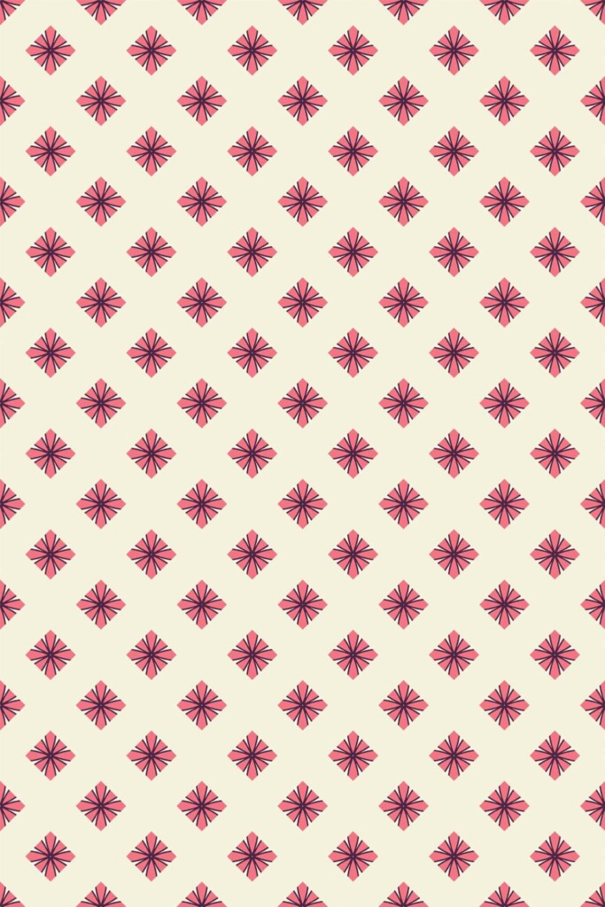 Pattern repeat of Beige and pink geometric removable wallpaper design