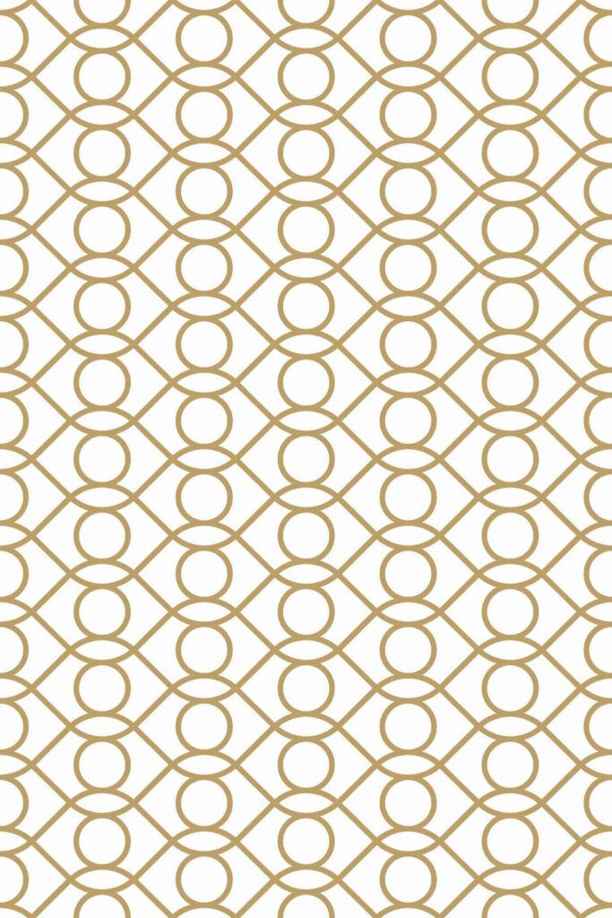 Pattern repeat of Beige and white Art Deco removable wallpaper design