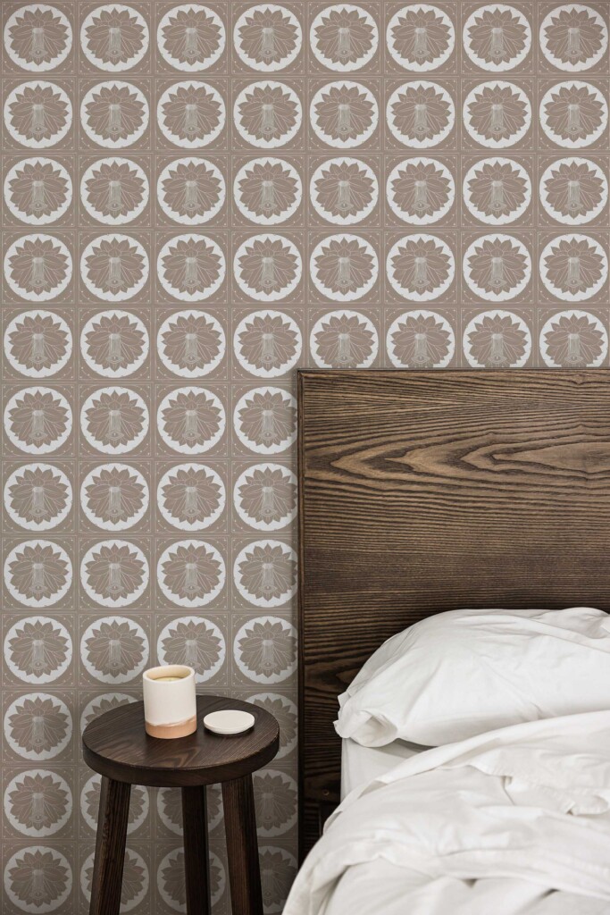 Fancy Walls Beige Art Deco self-adhesive wallpaper for classic interiors.