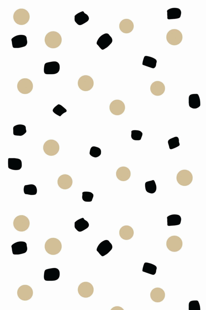 Pattern repeat of Beige, black and white dots removable wallpaper design