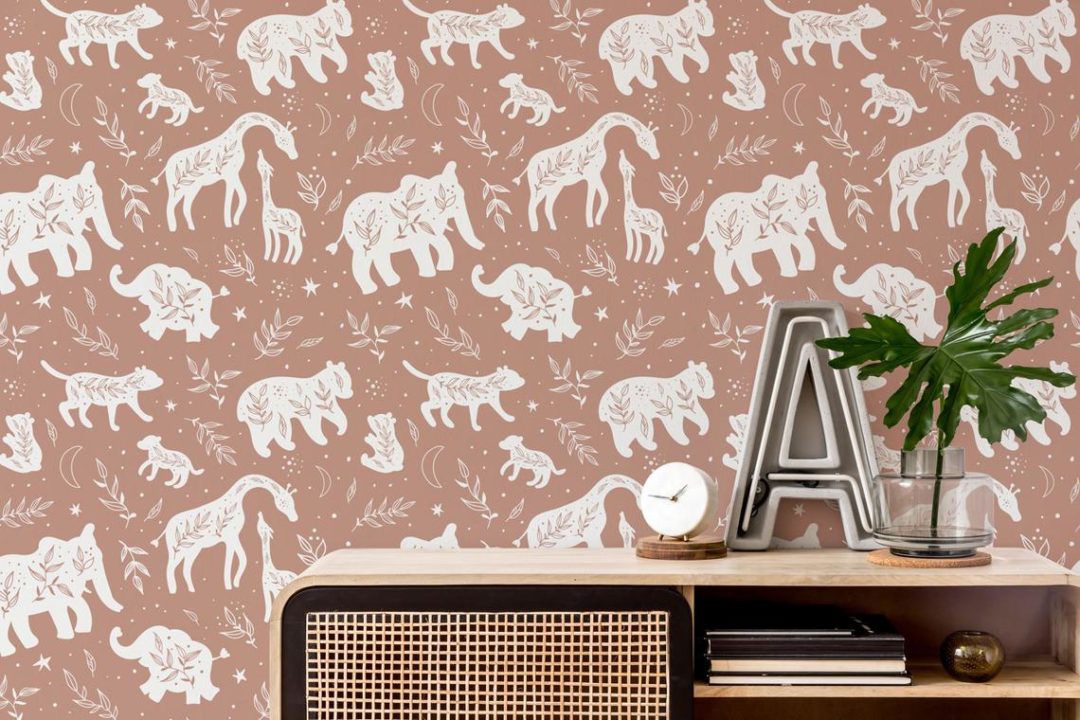 Boho safari wallpaper - Peel and Stick or Non-Pasted