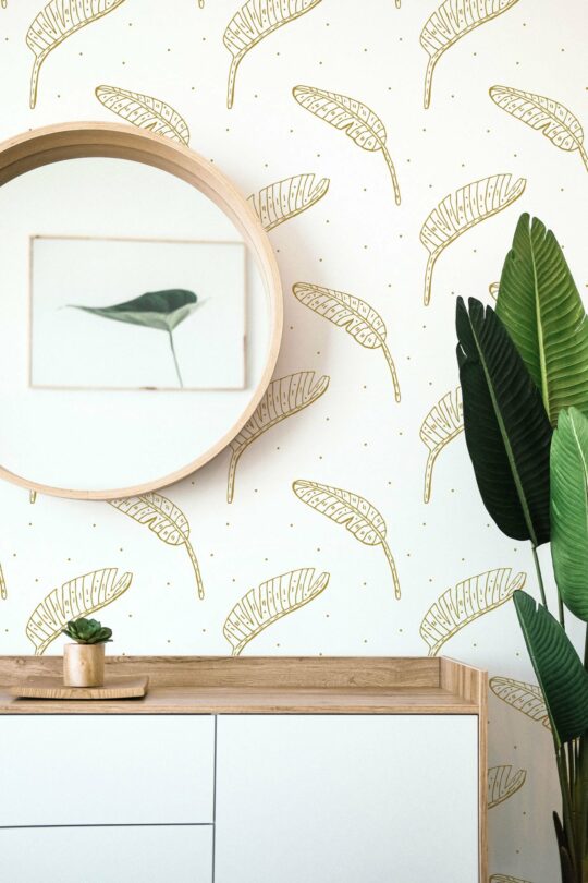 Boho banana leaf peel and stick removable wallpaper