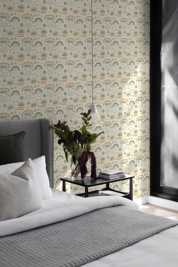 Beige boho design self-adhesive wallpaper by Fancy Walls