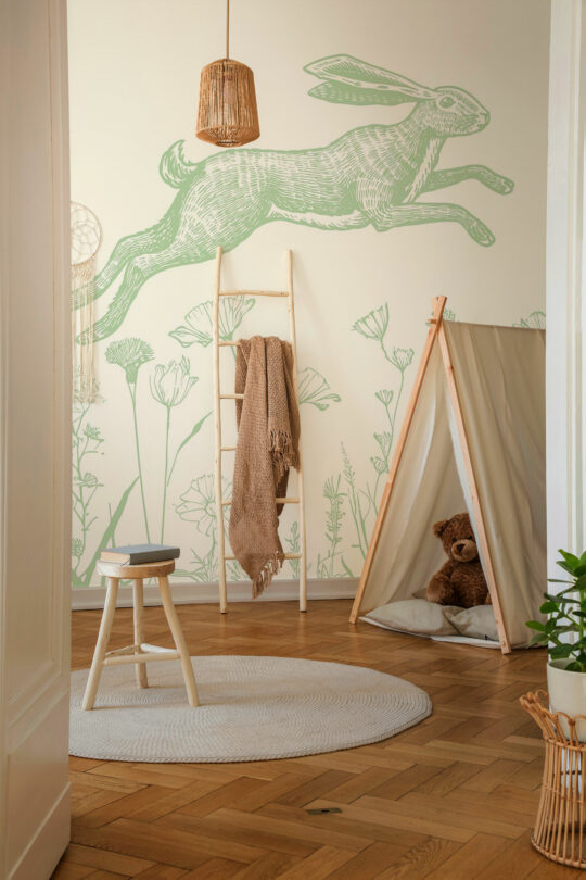 Agile Rabbit wall mural peel and stick by Fancy Walls