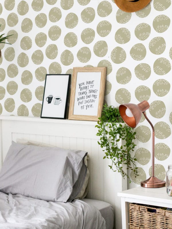 Scandinavian beige circle pattern peel and stick wallpaper