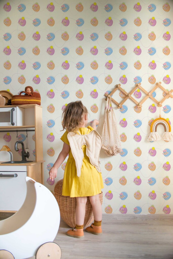 Fancy Walls Beige Dog wallpaper for Kids room walls in Cute Kawaii style removable wallpaper.