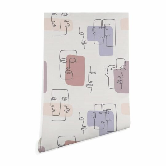 Aesthetic face line art peel and stick removable wallpaper