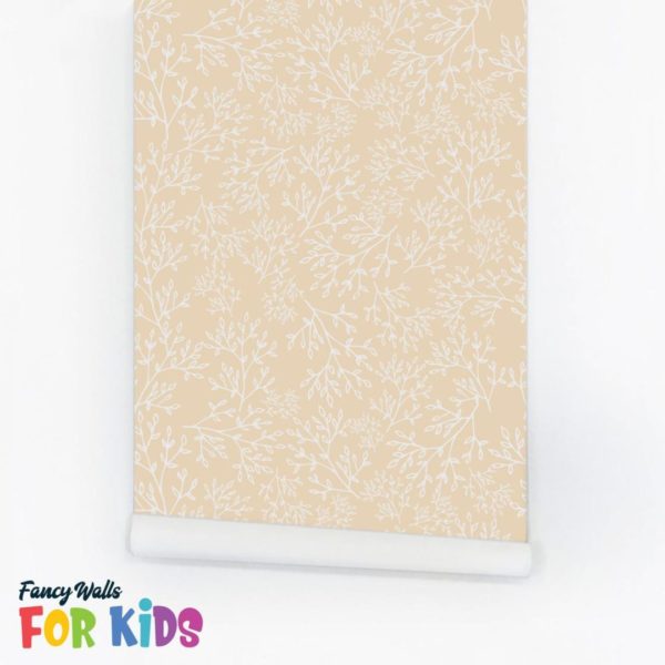 Seamless peach color leaf wallpaper peel and stick