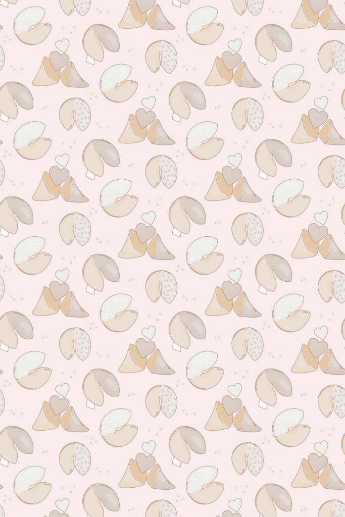 Fancy Walls Beige Fun wallpaper for Bakery walls in Cute Kawaii style self-adhesive wallpaper.