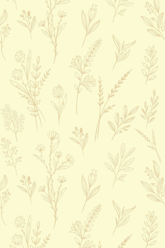 Pattern repeat of Beige Garden Glory removable wallpaper design