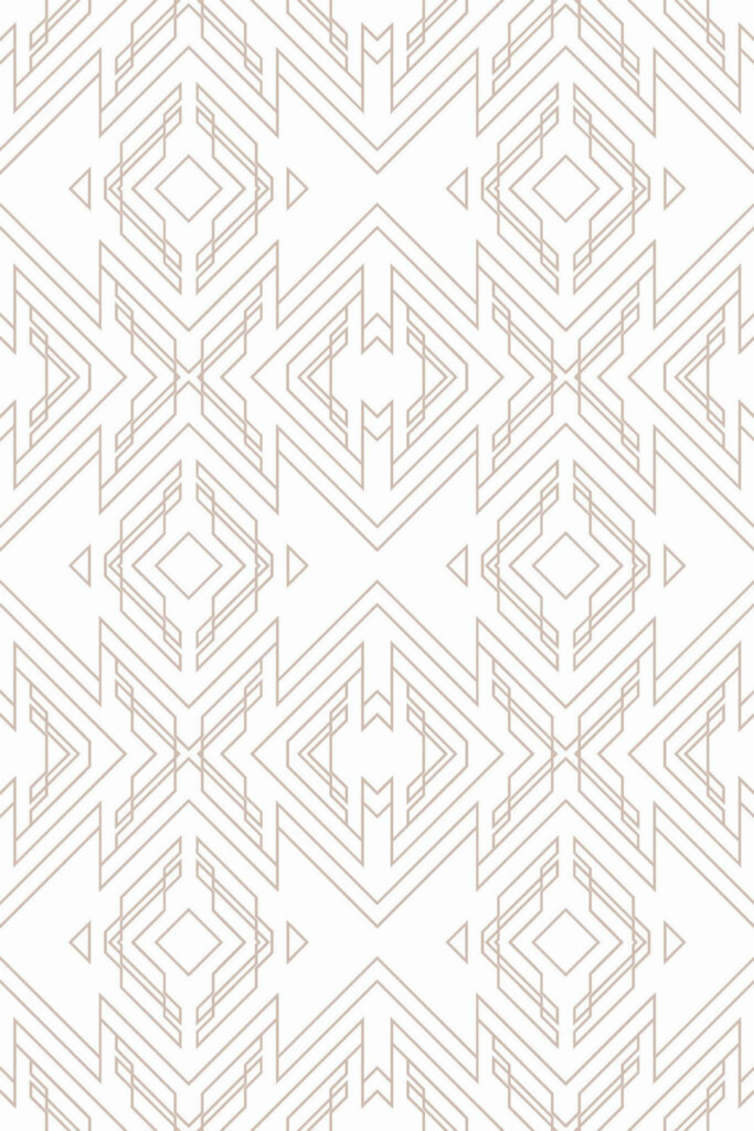 Pattern repeat of Beige geometric removable wallpaper design