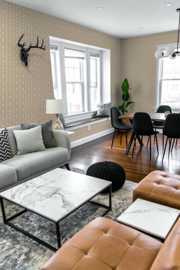 Removable wallpaper with beige geometric pattern from Fancy Walls