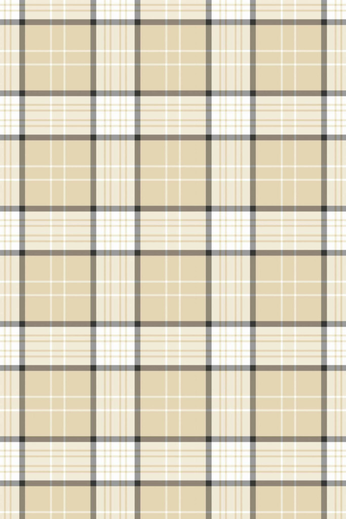 Pattern repeat of Beige plaid removable wallpaper design