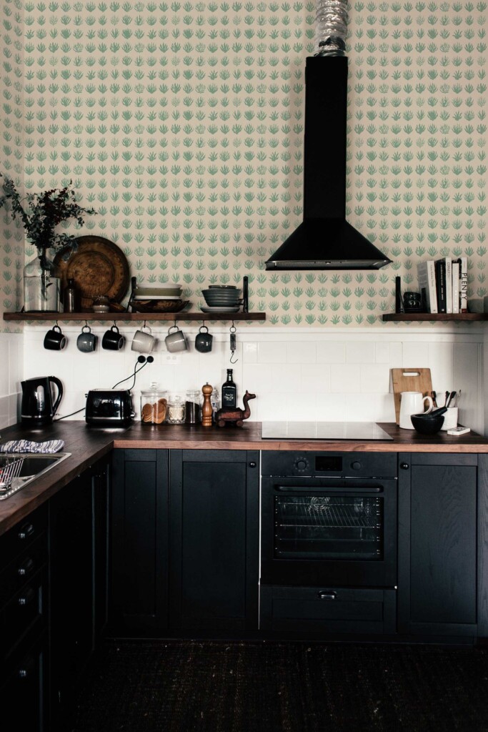 Fancy Walls removable wallpaper with beige plant and tree pattern for kitchen walls