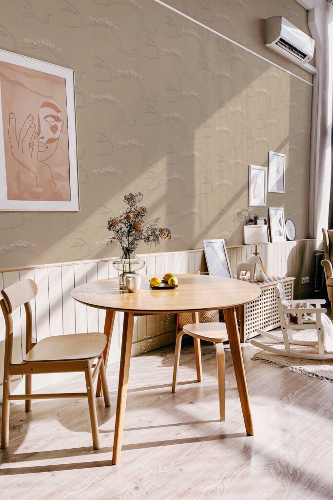Natural beige tree motif wallpaper for walls by Fancy Walls