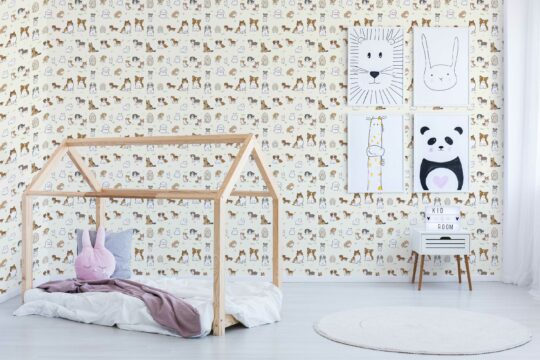 Whimsical Pooches in Beige removable wallpaper by Fancy Walls