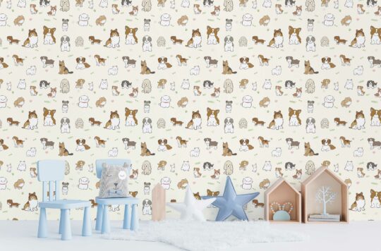 Lovely Beige Canines self-adhesive wallpaper from Fancy Walls
