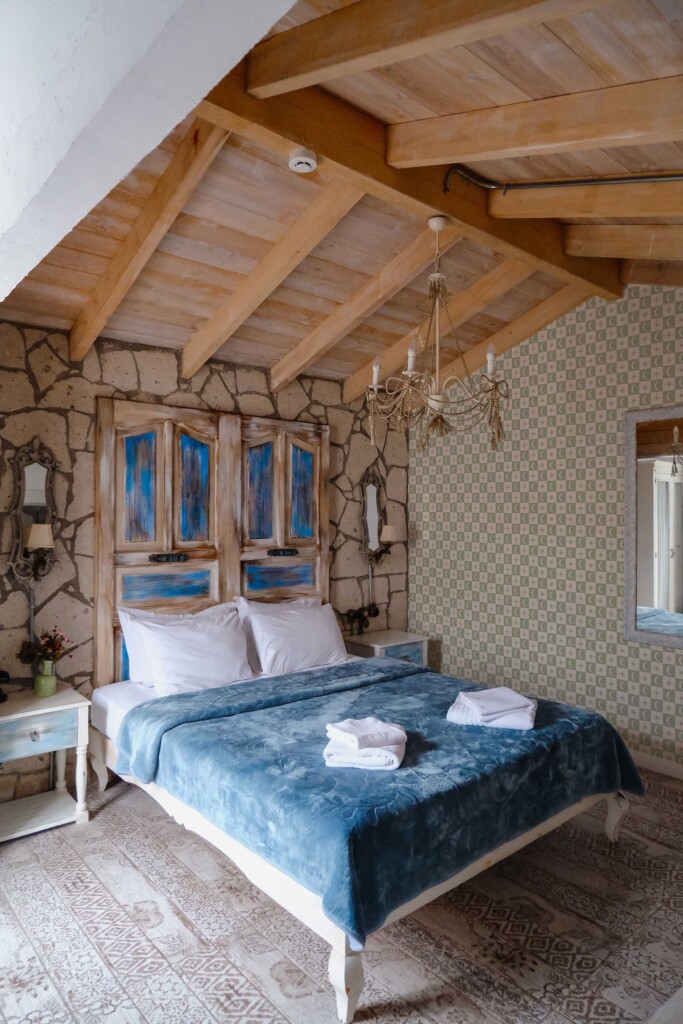 Fancy Walls peel and stick wallpaper in boho beige stars and moons