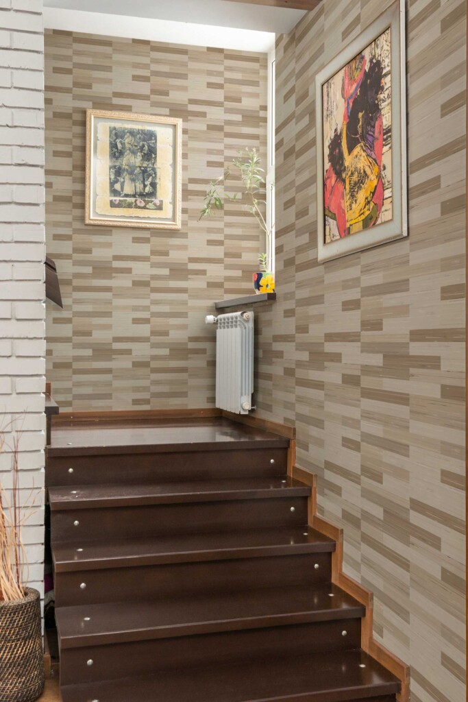 Self-Adhesive Wallpaper with Beige Wood Look by Fancy Walls.