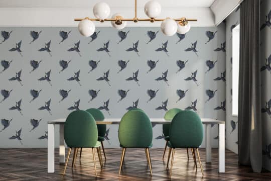 bird gray traditional wallpaper