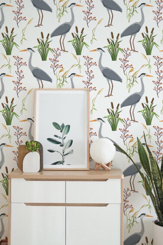 modern bird non-pasted wallpaper