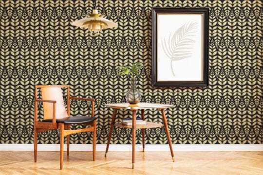 black and gold color scandinavian unpasted wallpaper