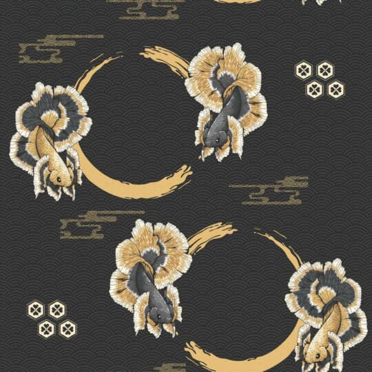 abstract black and gold color traditional wallpaper