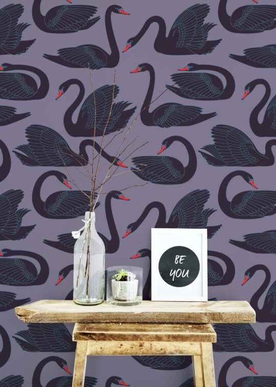 black and purple powder room peel and stick removable wallpaper