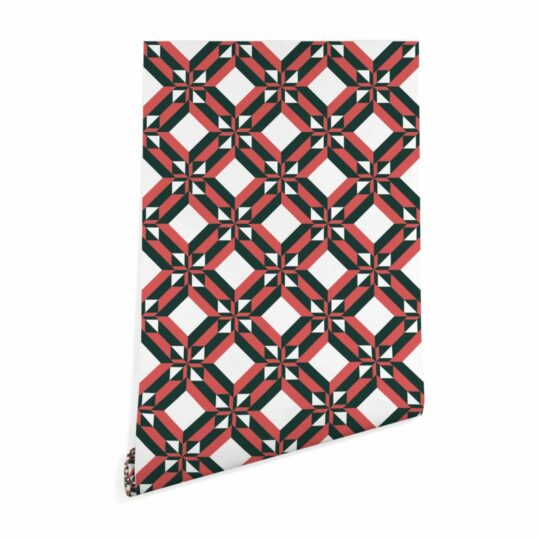 Red and black geometric ornament sticky wallpaper