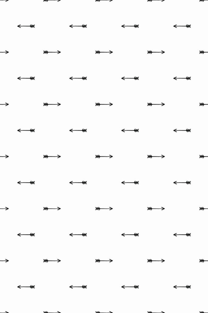 Pattern repeat of Black and white arrow removable wallpaper design
