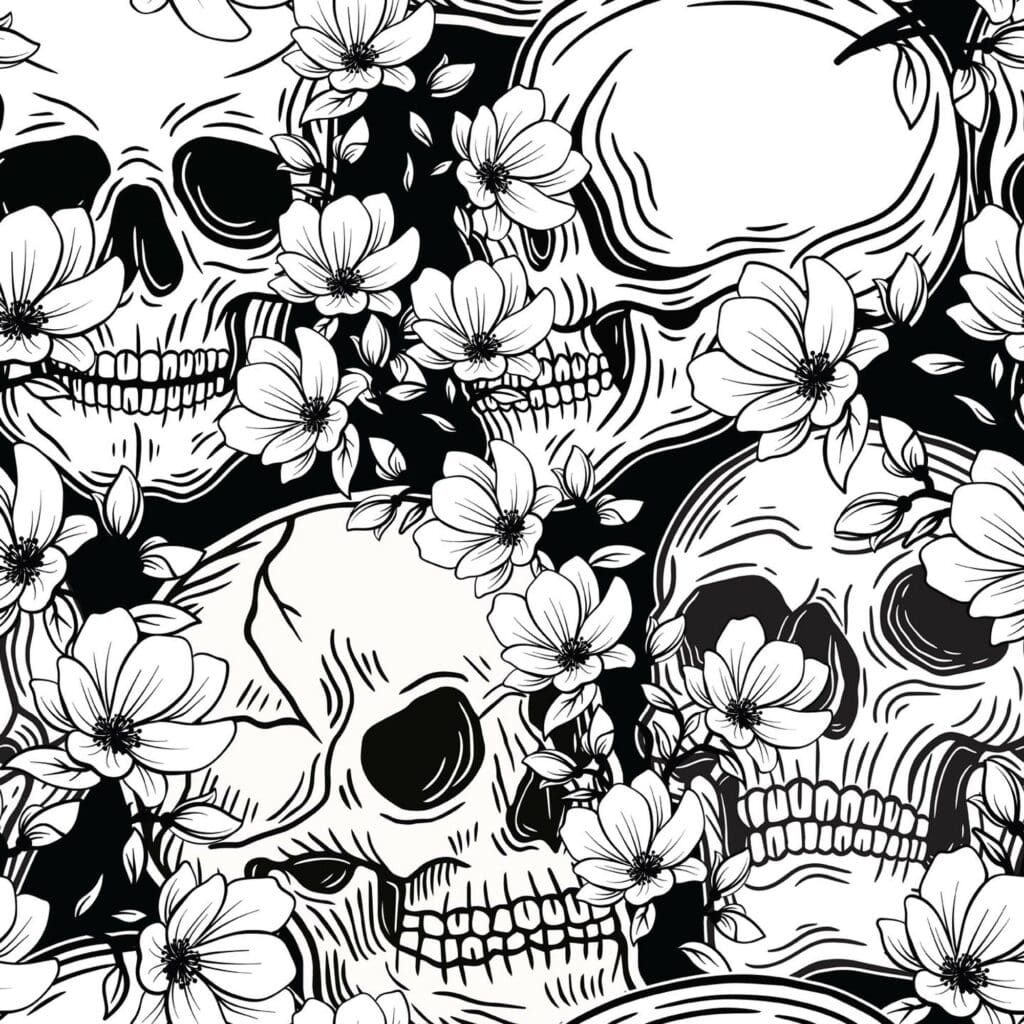 Black and white skull Wallpaper - Peel and Stick or Non-Pasted