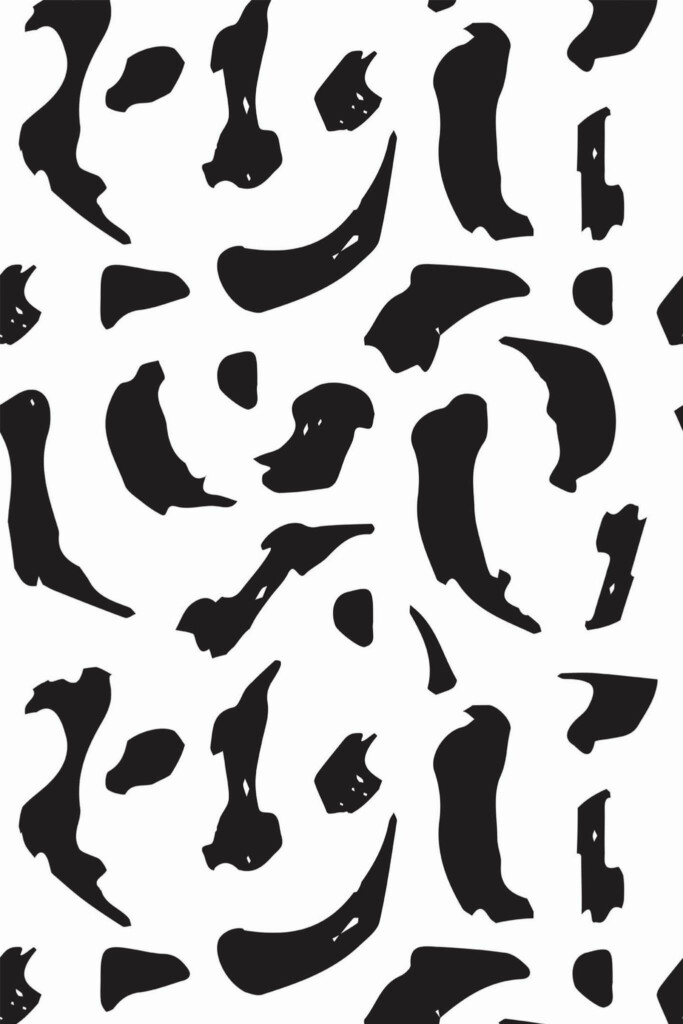 Pattern repeat of Black and white brush stroke removable wallpaper design