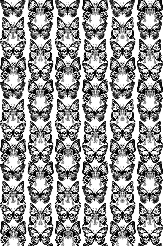 Skull butterfly pattern peel and stick wallpaper by Fancy Walls