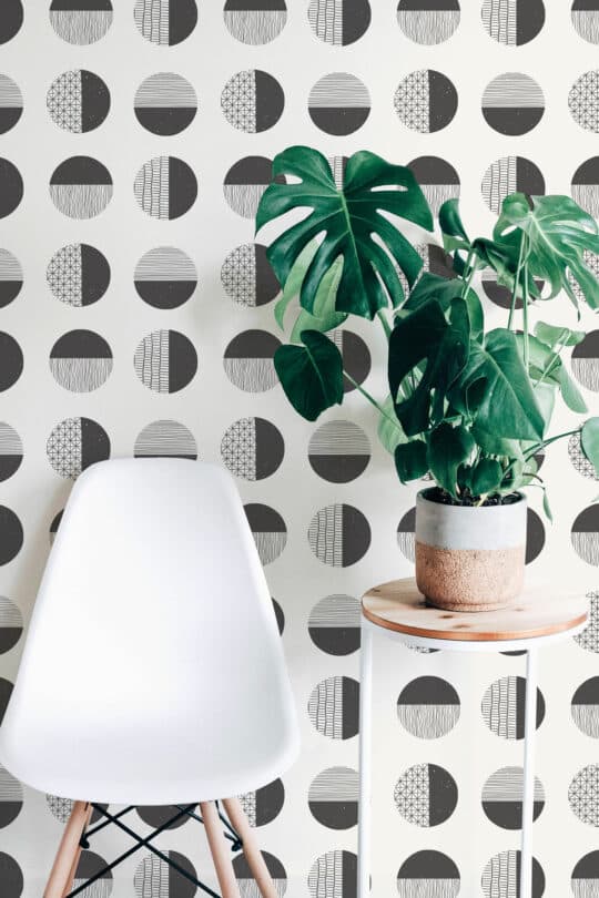 Modern geometric circles peel stick wallpaper