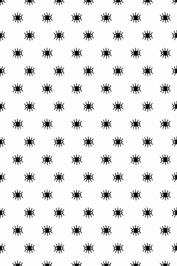Pattern repeat of Black and white eyes removable wallpaper design