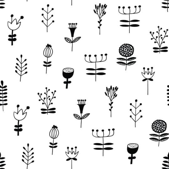 black and white floral unpasted wallpaper