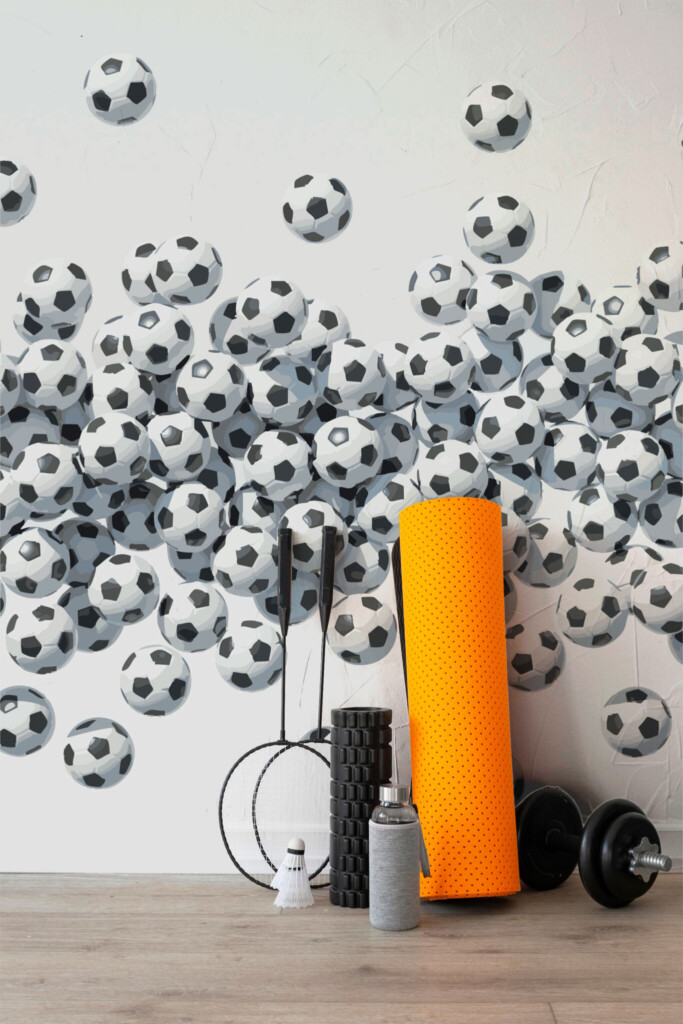 Fancy Walls black and white football wall mural peel and stick