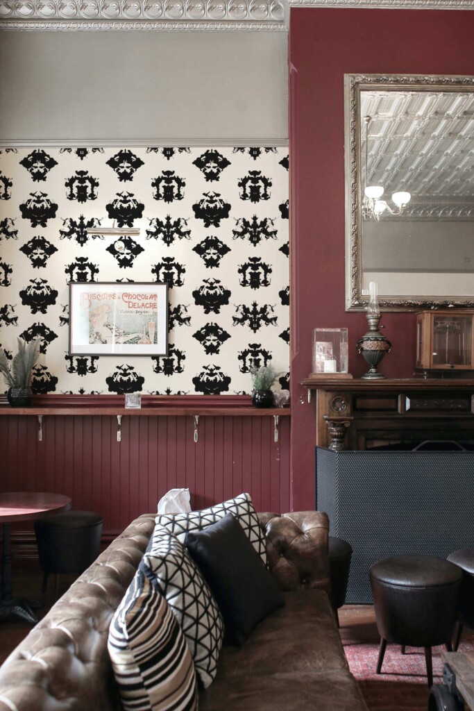 Fancy Walls Black and white Fun self-adhesive wallpaper for walls. Bold Rorschach wallpaper peel and stick or non-pasted