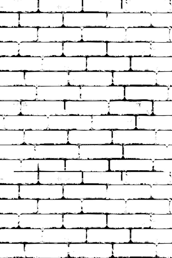 Black and White Grunge Bricks Peel and Stick Wallpaper by Fancy Walls.