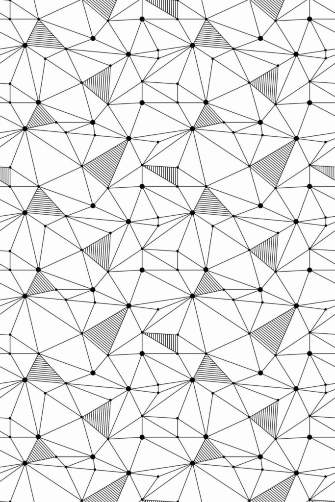 Pattern repeat of Black and white polygon removable wallpaper design
