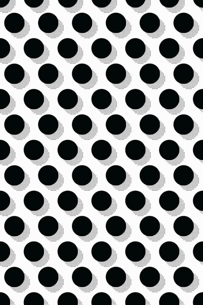 Pattern repeat of Black and white retro dots removable wallpaper design