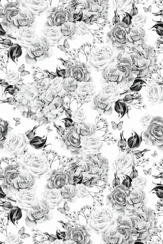 Black and white rose Peel and Stick Wallpaper or Non-pasted