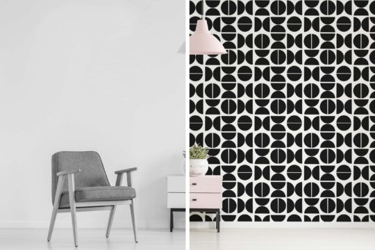 geometric black and white traditional wallpaper