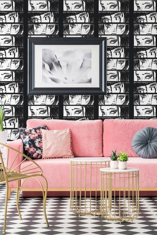 black and white stick and peel wallpaper