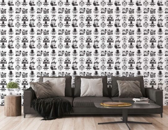 abstract black and white traditional wallpaper